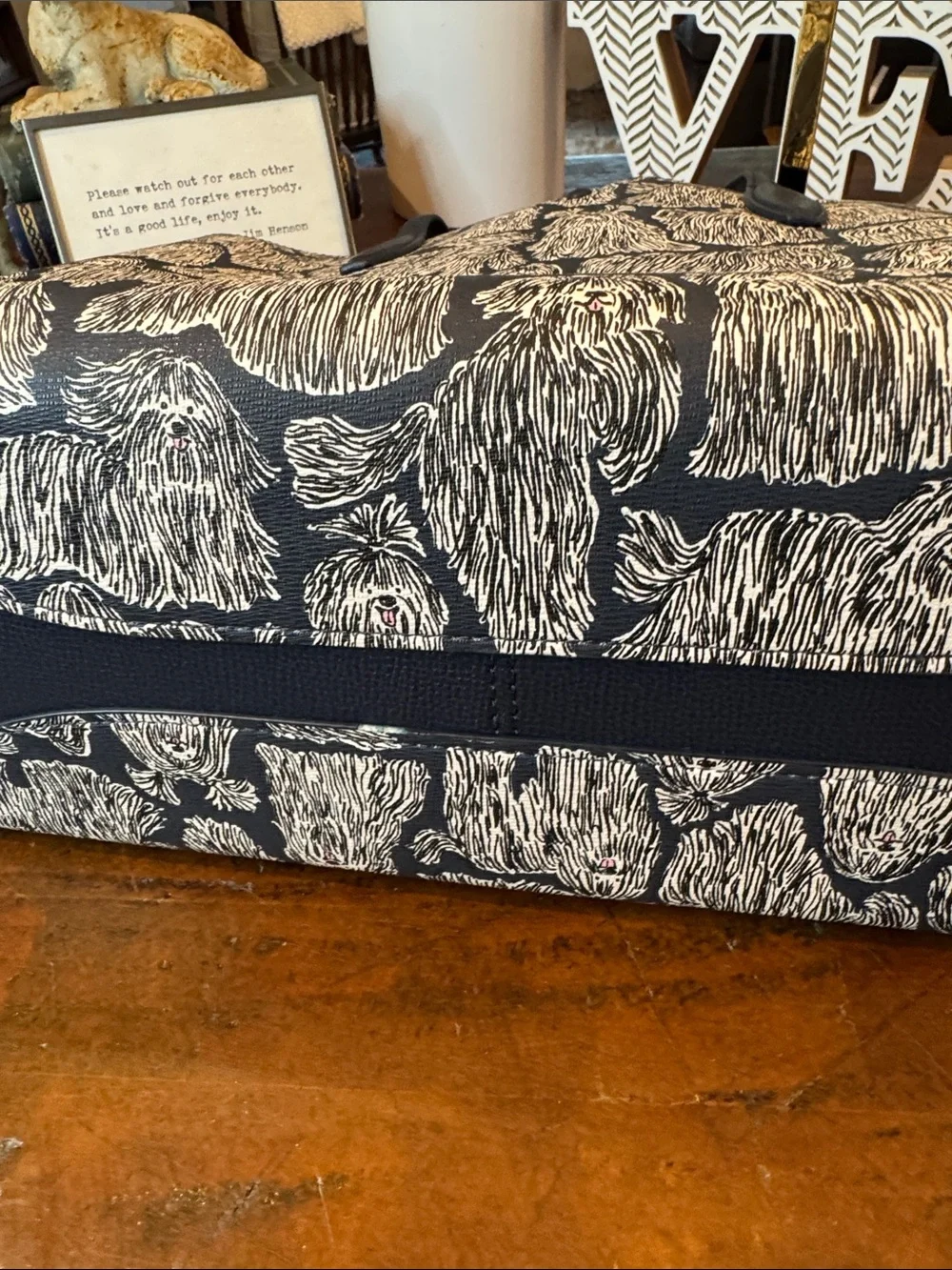 🩵kate spade Black & White Pomeranian Print Tote with Matching Pouch